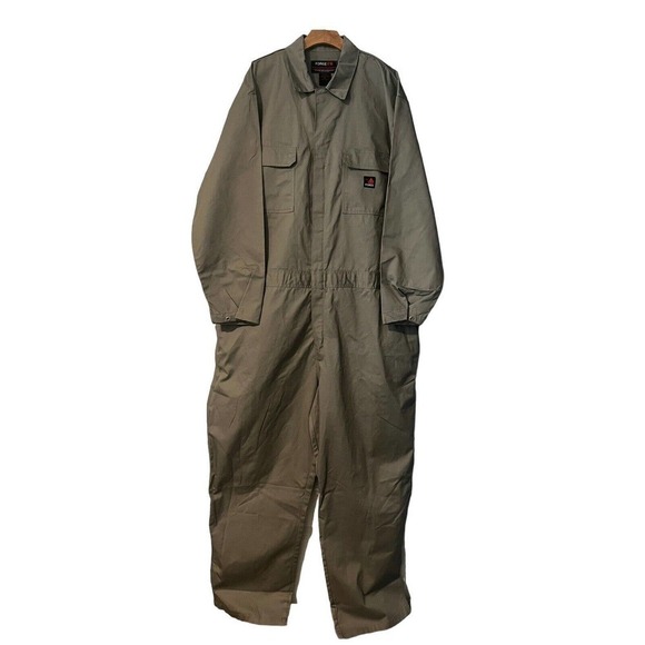 Forge FR Mens Fire Resistant Coveralls Gray Elastic Waist Full Zip Snap 3XL NEW - Picture 2 of 16